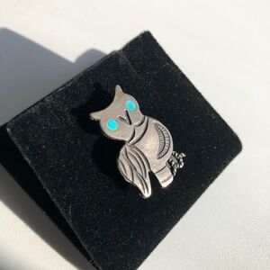Navaho Sterling Silver Vintage Signed Mini Owl Brooch Pin